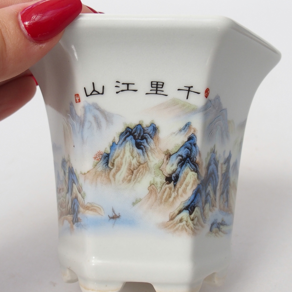 Bol à bonsaï en céramique 10 x 9 x 9 cm, couleur blanc