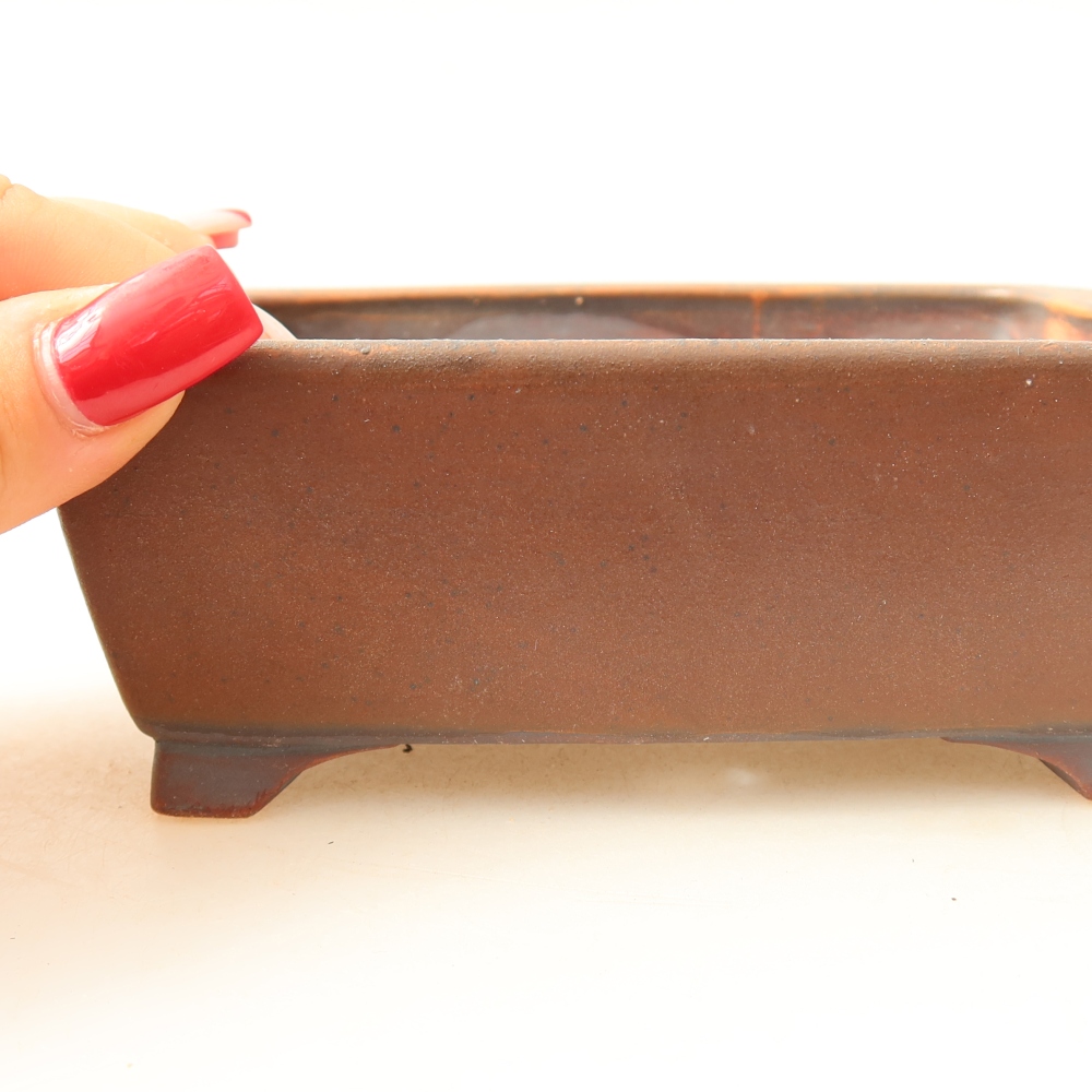 Pot à bonsaï en céramique 13,5 x 11 x 5 cm, couleur marron