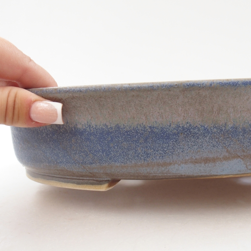 Bol à bonsaï en céramique 26,5 x 23,5 x 5,5 cm, couleur bleu