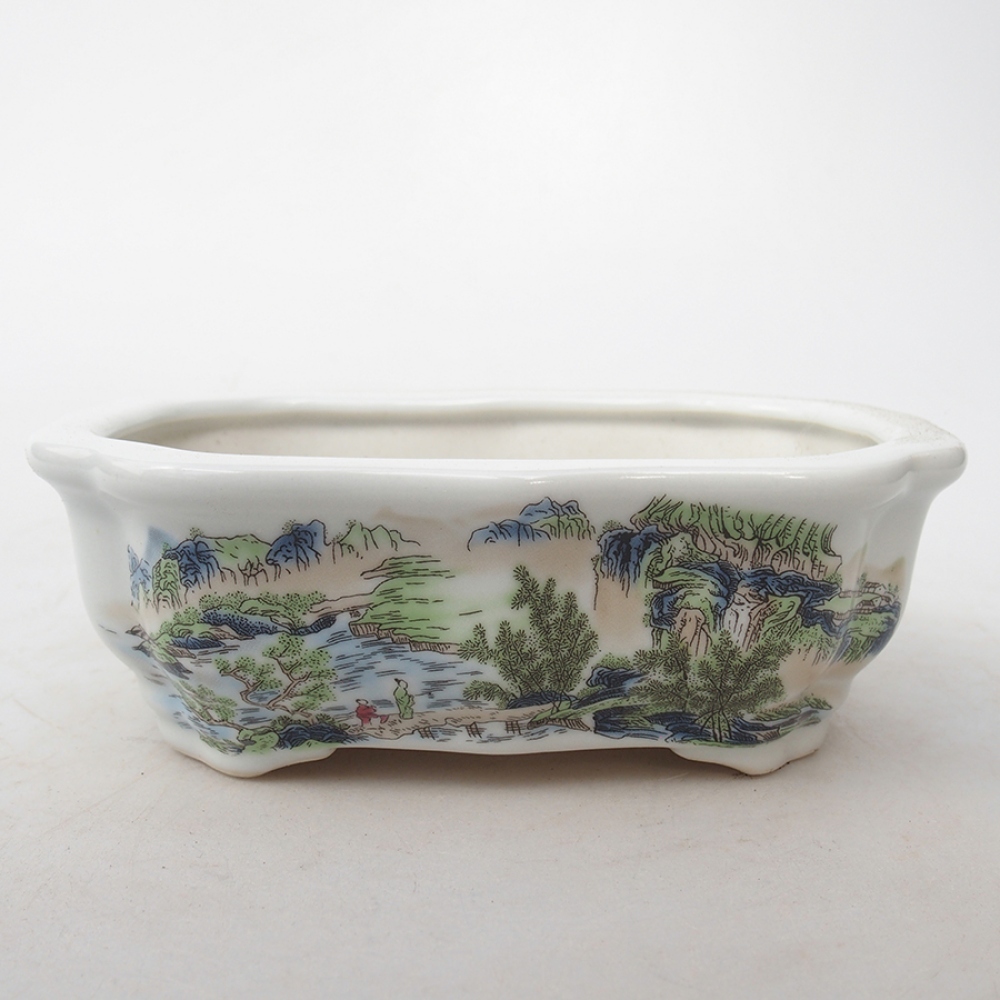 Bol à bonsaï en céramique 15 x 11 x 5 cm, couleur blanc