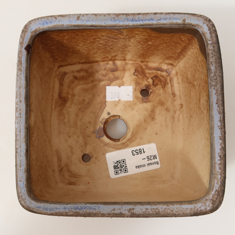 Pot à bonsaï en céramique 13 x 13 x 8 cm, couleur bleue