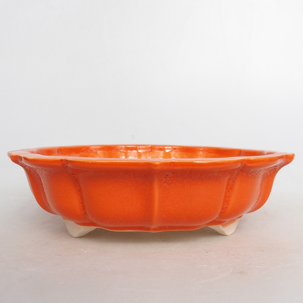 Bol à bonsaï en céramique 18,5 x 18,5 x 5,5 cm, orange