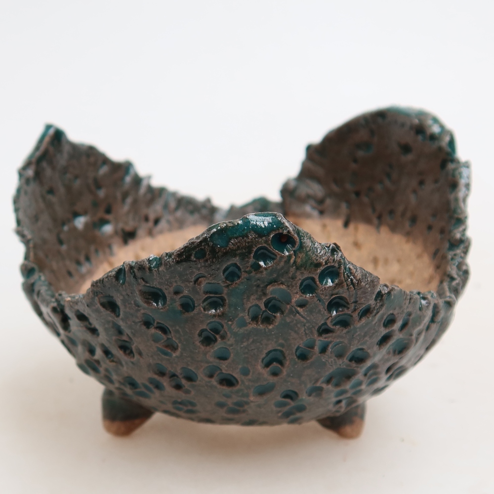 Coquille en céramique  10 x 9,5 x 6,5 cm, couleur verte