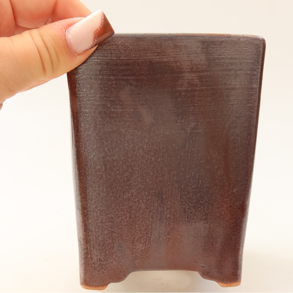 Pot à bonsaï en céramique 9 x 9 x 11,5 cm, couleur marron