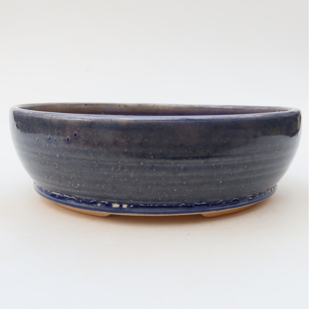 Pot à bonsaï en céramique 20 x 20 x 6,5 cm, couleur bleue