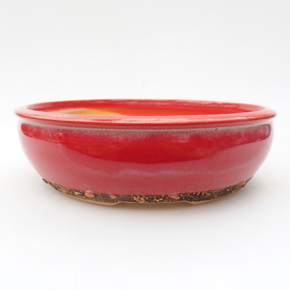 Bol à bonsaï en céramique 19 x 19 x 5,5 cm, couleur rouge
