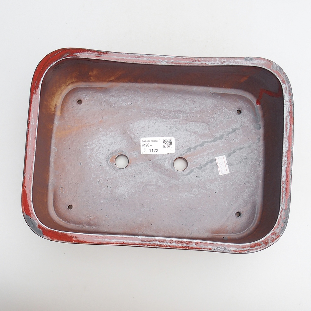 Bol à bonsaï en céramique 27,5 x 20 x 7 cm, couleur rouge