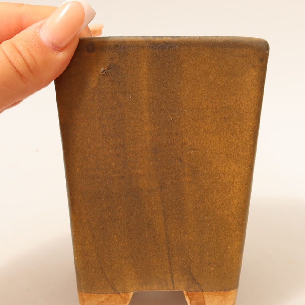 Pot à bonsaï en céramique 8,5 x 8,5 x 10,5 cm, couleur marron