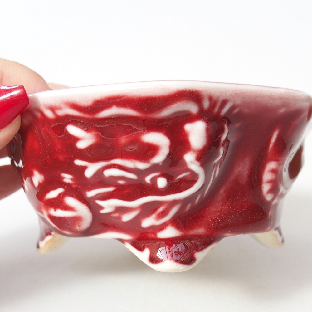 Bol à bonsaï en céramique 11,5 x 11 x 5 cm, couleur rouge