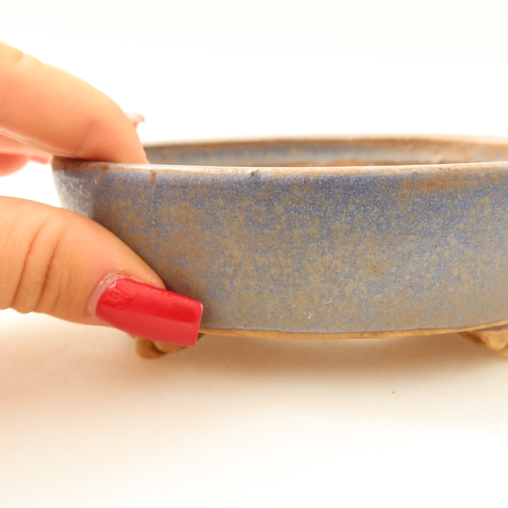 Pot à bonsaï en céramique 12 x 10,5 x 4 cm, couleur bleue