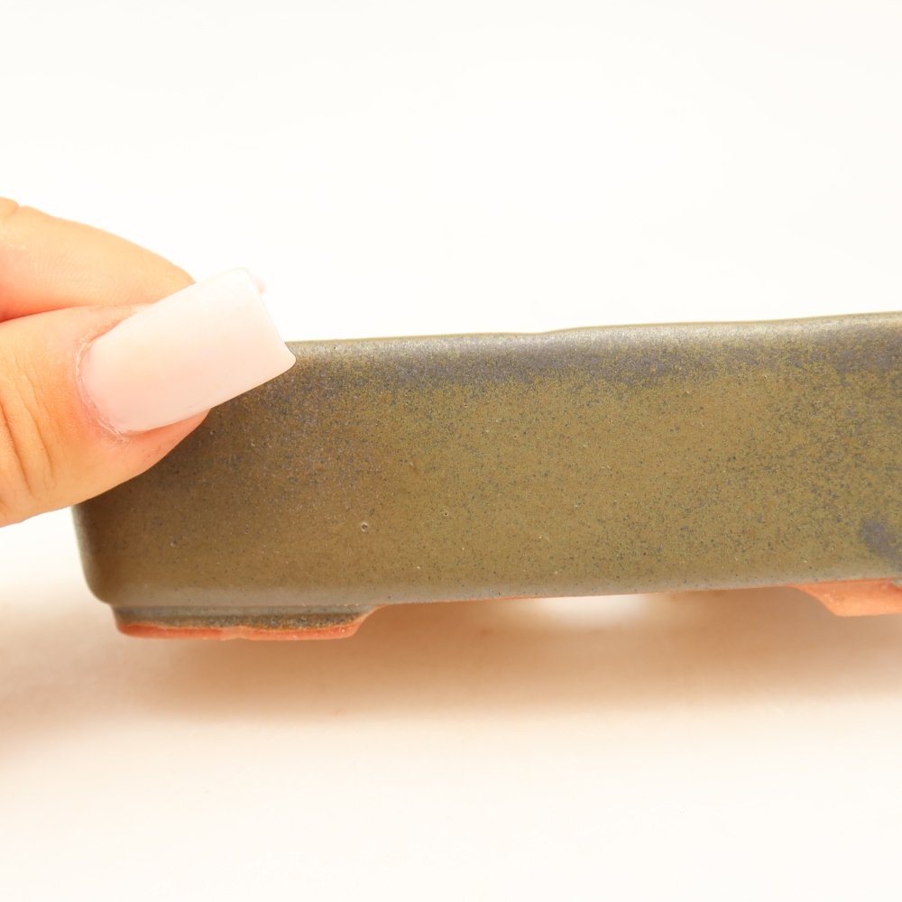 Pot à bonsaï en céramique 13 x 9,5 x 3,5 cm, couleur verte