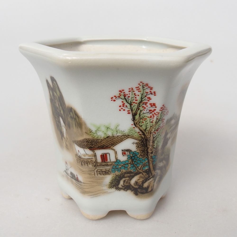 Bol à bonsaï en céramique 10 x 9 x 9 cm, couleur blanc