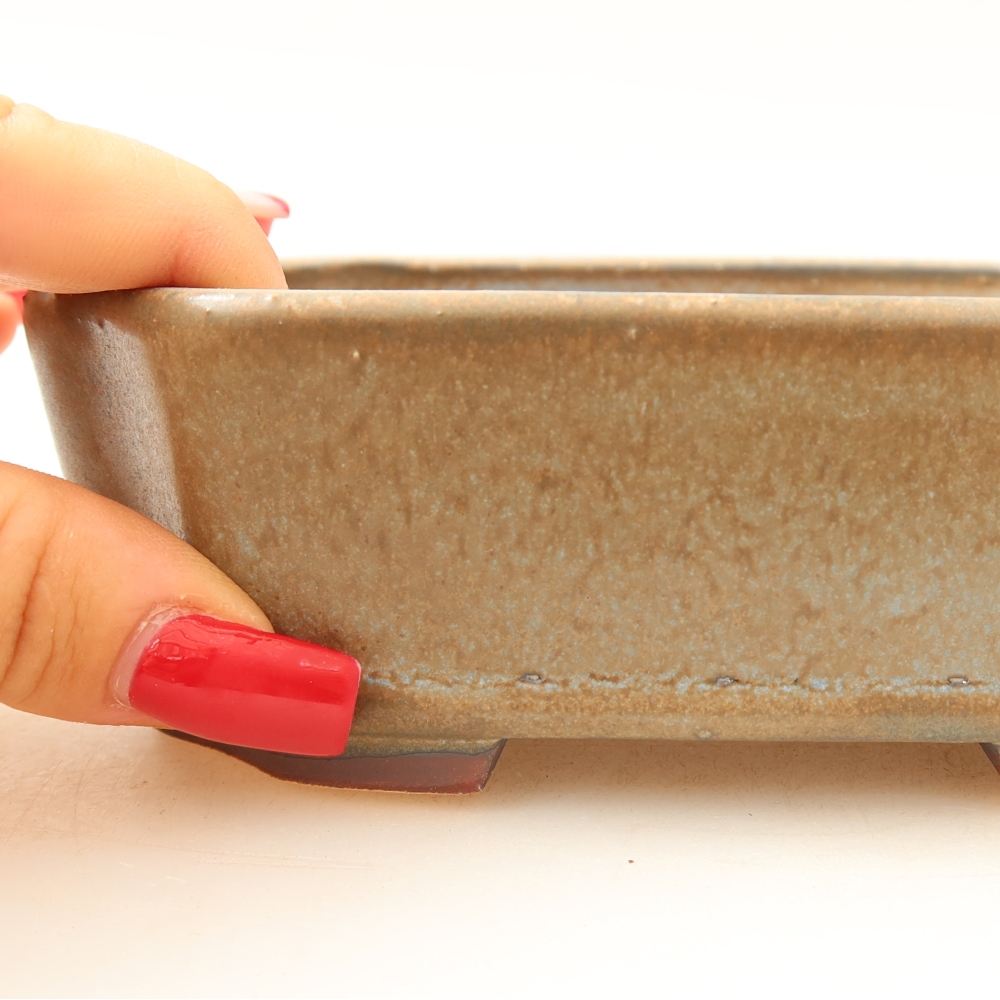 Pot à bonsaï en céramique 13,5 x 11,5 x 4 cm, couleur bleue