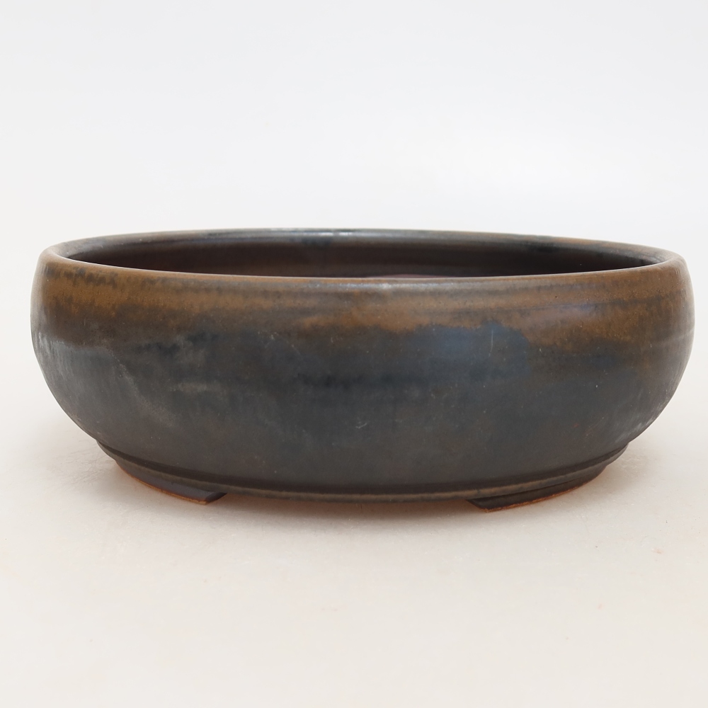 Pot à bonsaï en céramique 17 x 17 x 5,5 cm, couleur marron