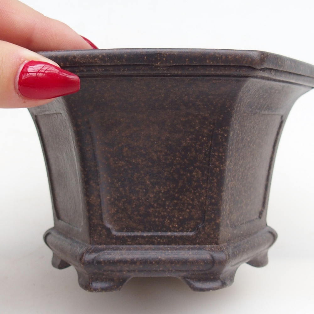 Bol à bonsaï en céramique 13,5 x 12 x 8 cm, couleur ocre brunâtre