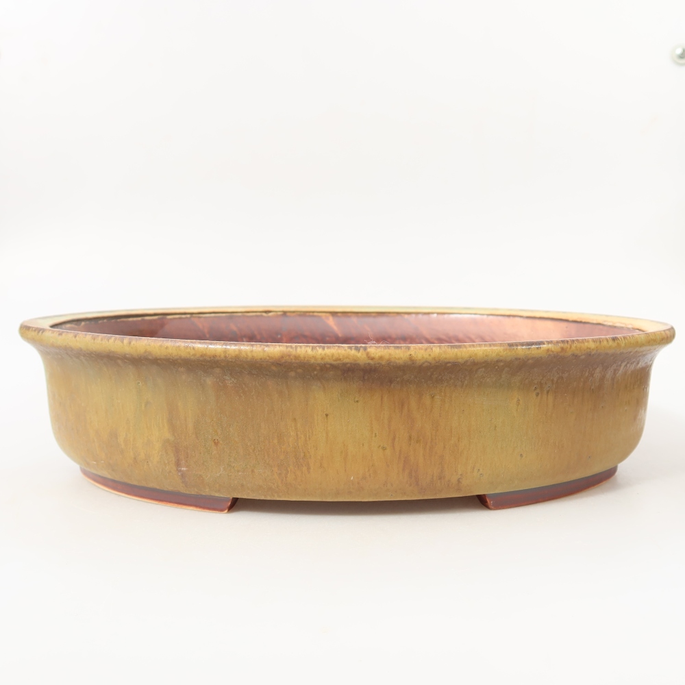 Pot à bonsaï en céramique 31,5 x 27,5 x 7 cm, couleur verte