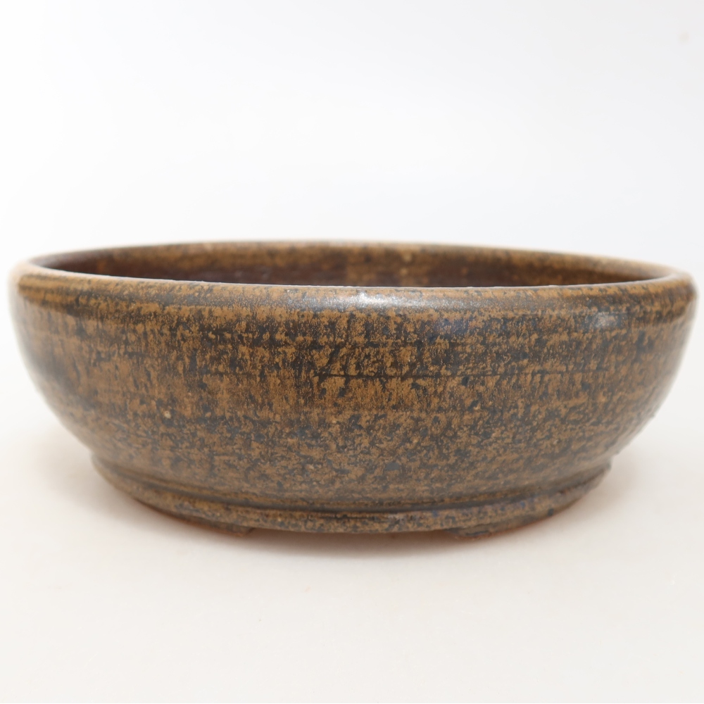 Pot à bonsaï en céramique 17 x 17 x 5,5 cm, couleur marron