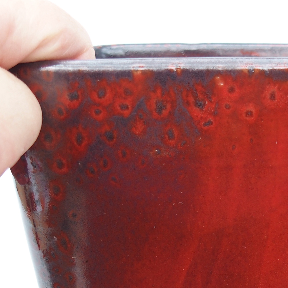 Bol à bonsaï en céramique 14 x 14 x 15 cm, couleur rouge