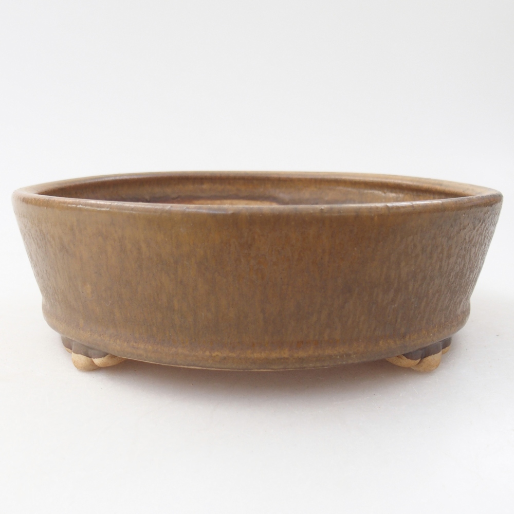 Bol à bonsaï en céramique 15,5 x 15,5 x 5 cm, brun