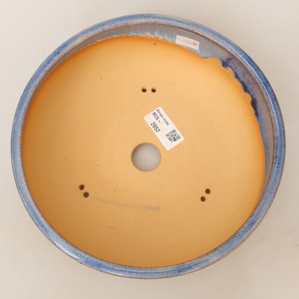Pot à bonsaï en céramique 22,5 x 22,5 x 7 cm, couleur bleue