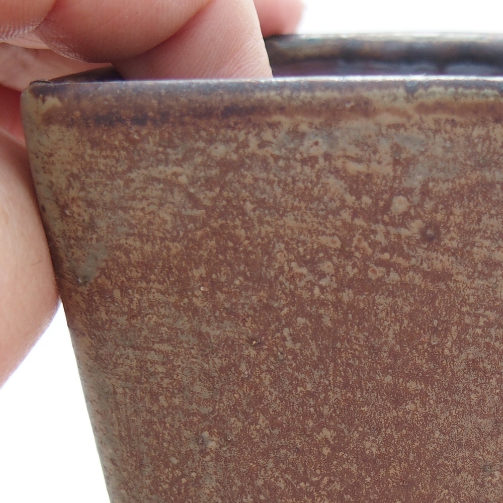 Bol à bonsaï en céramique 7 x 7 x 9,5 cm, couleur bleu-brun