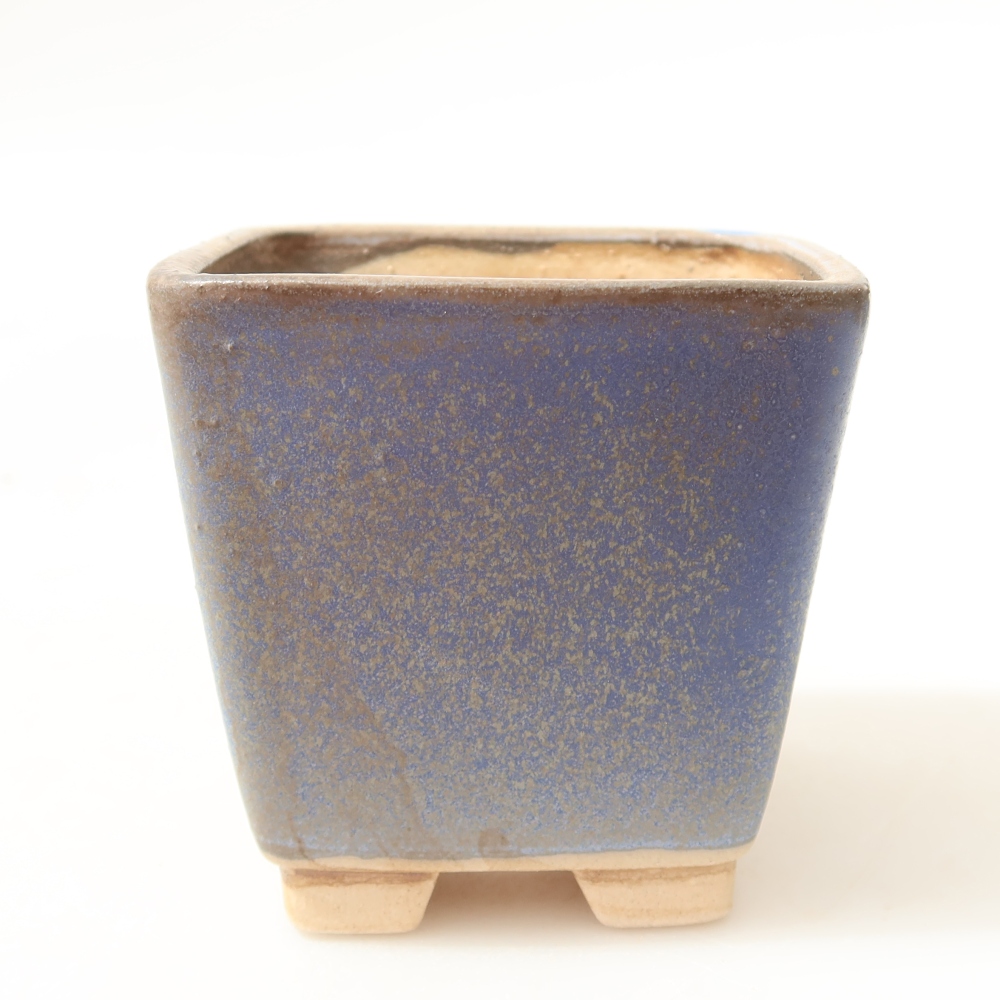 Pot à bonsaï en céramique 7,5 x 7,5 x 7,5 cm, couleur bleue