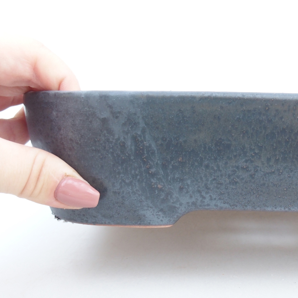 Bol à bonsaï en céramique 23 x 18 x 5,5 cm, couleur métal