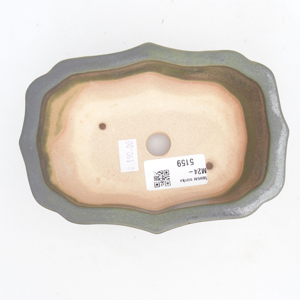 Bol à bonsaï en céramique 15,5 x 11,5 x 4,5 cm, vert
