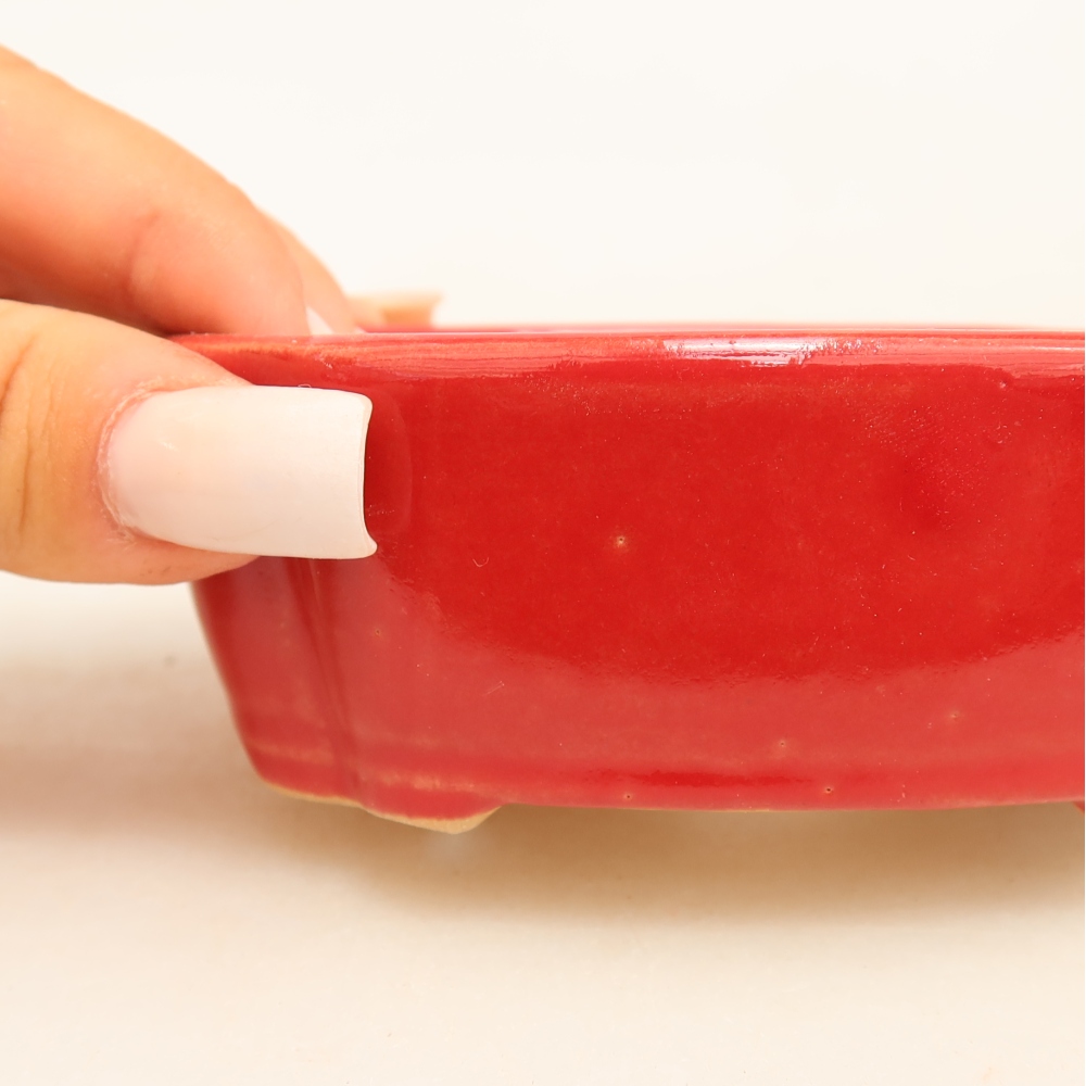 Pot à bonsaï en céramique 10,5 x 8 x 4 cm, couleur rouge