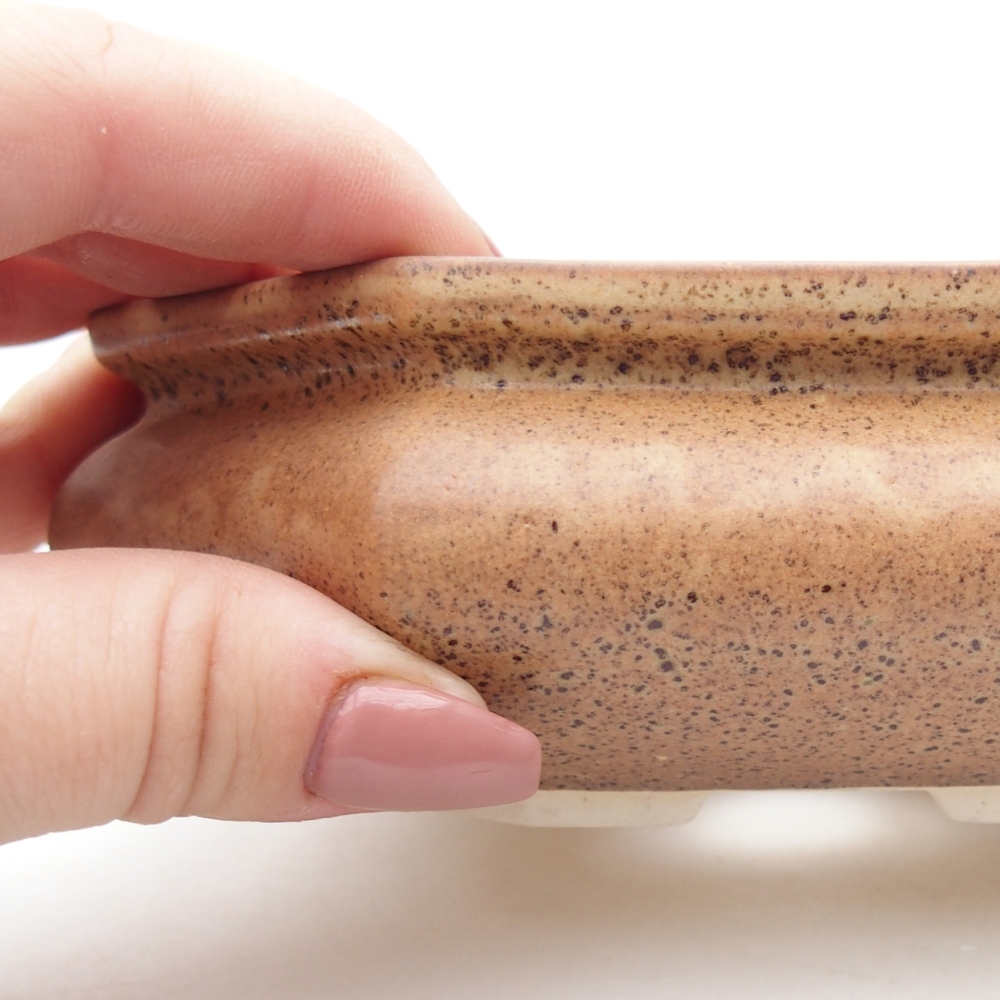 Bol à bonsaï en céramique 13,5 x 13,5 x 4,5 cm, brun