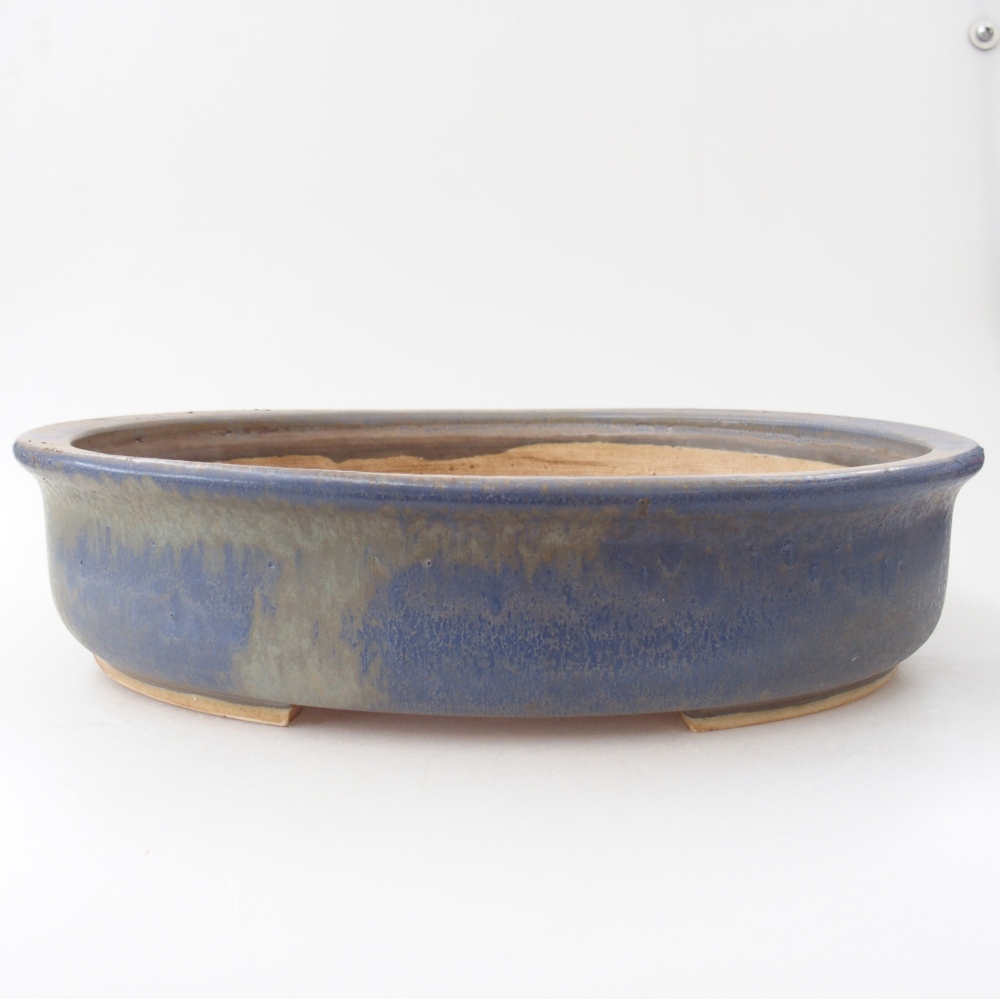 Bol à bonsaï en céramique 32,5 x 28 x 7 cm, couleur bleu