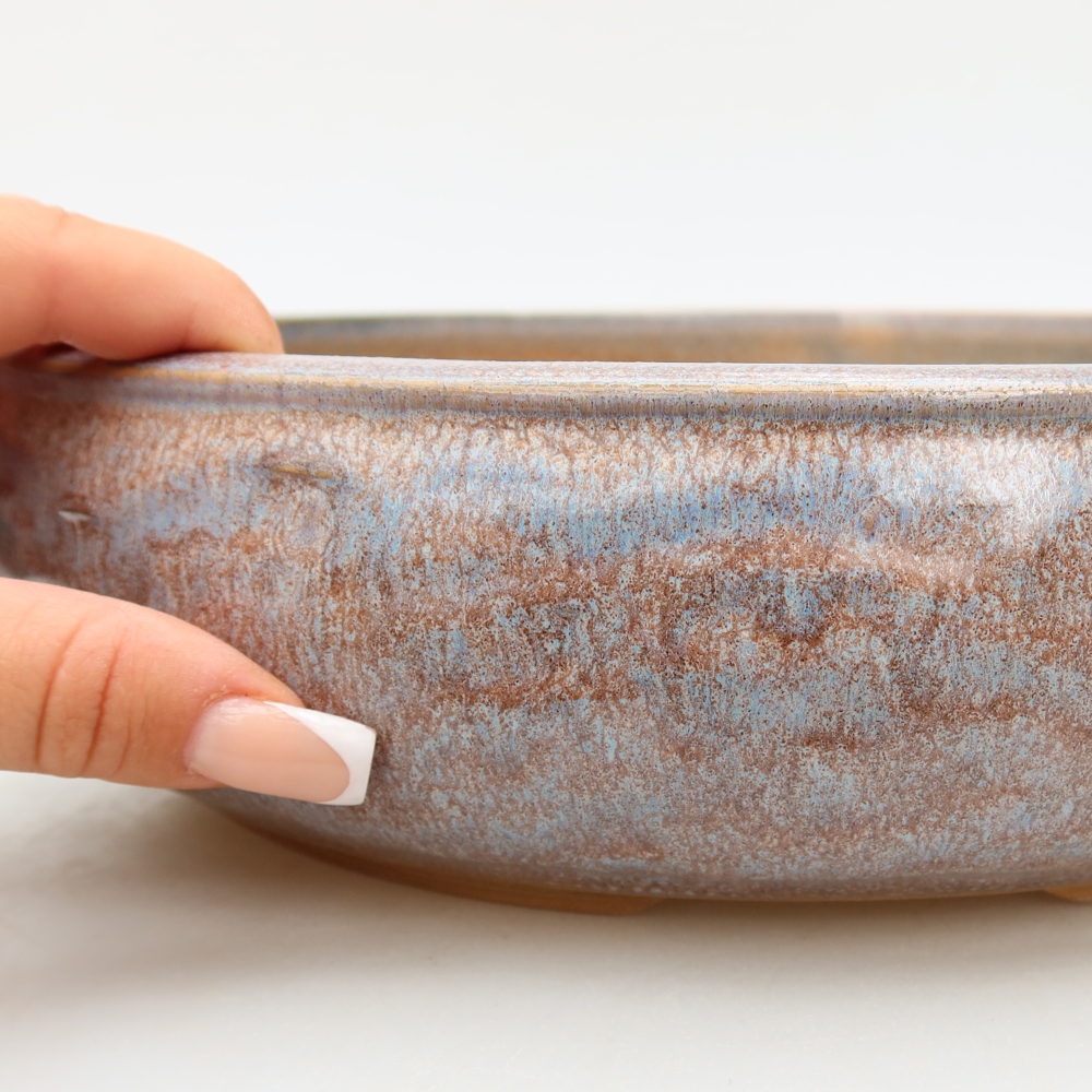 Pot à bonsaï en céramique 27,5 x 27,5 x 7 cm, couleur bleue