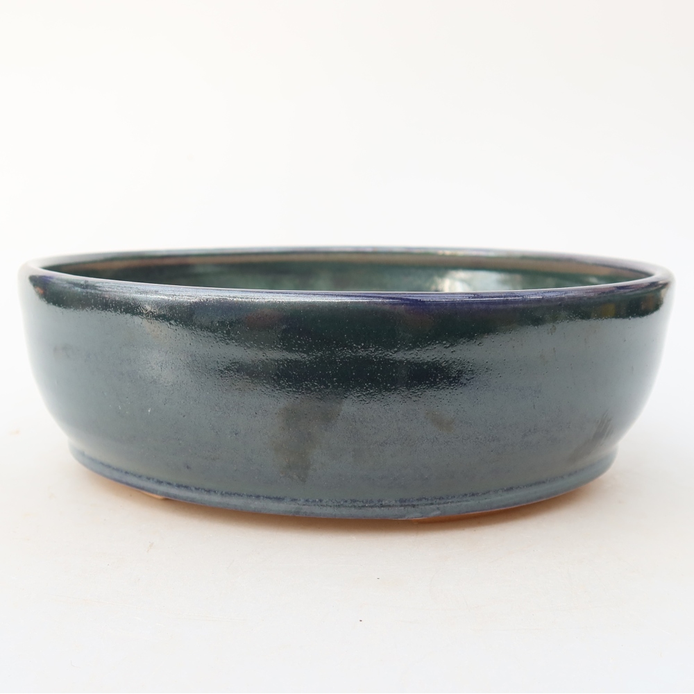 Pot à bonsaï en céramique 19 x 19 x 5,5 cm, couleur bleue