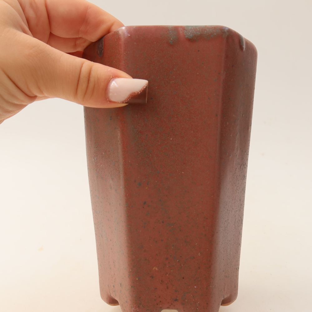 Pot à bonsaï en céramique 9,5 x 8,5 x 14,5 cm, couleur rose