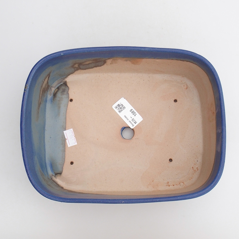 Bol à bonsaï en céramique 23,5 x 18 x 7,5 cm, couleur bleu