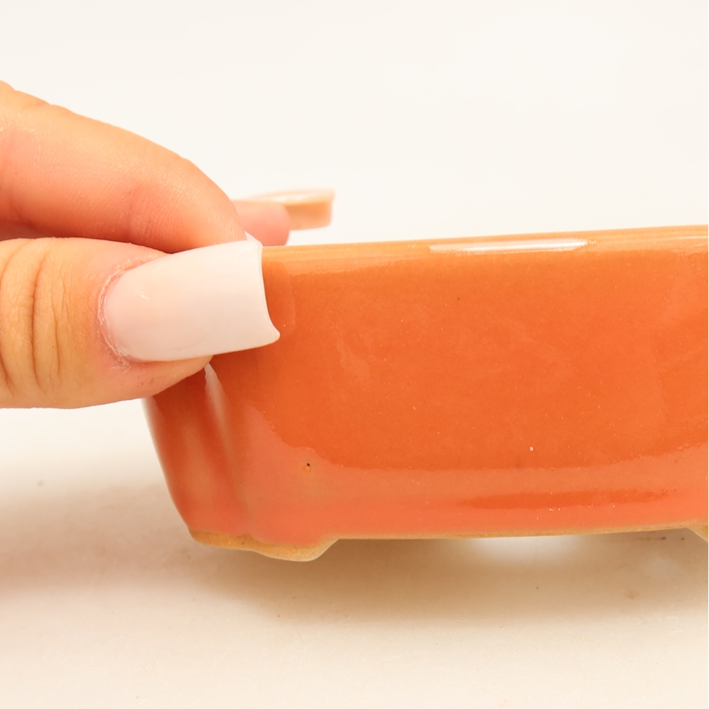 Pot à bonsaï en céramique 10,5 x 8 x 4 cm, couleur orange