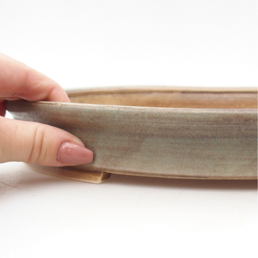 Bol à bonsaï en céramique 30,5 x 27 x 4 cm, vert