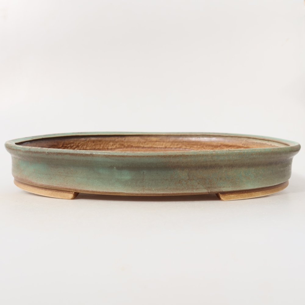 Pot à bonsaï en céramique 30,5 x 26,5 x 4 cm, couleur verte