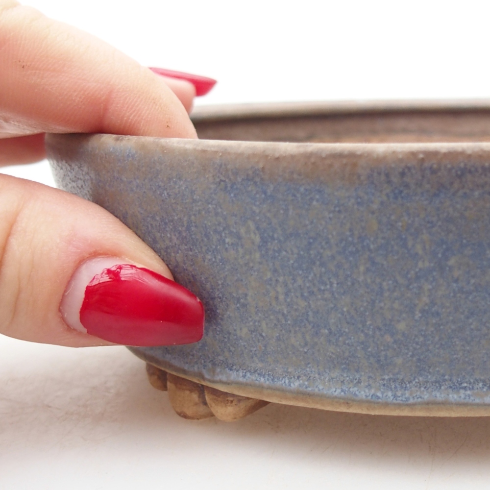 Bol à bonsaï en céramique 13,5 x 13,5 x 4 cm, couleur bleu