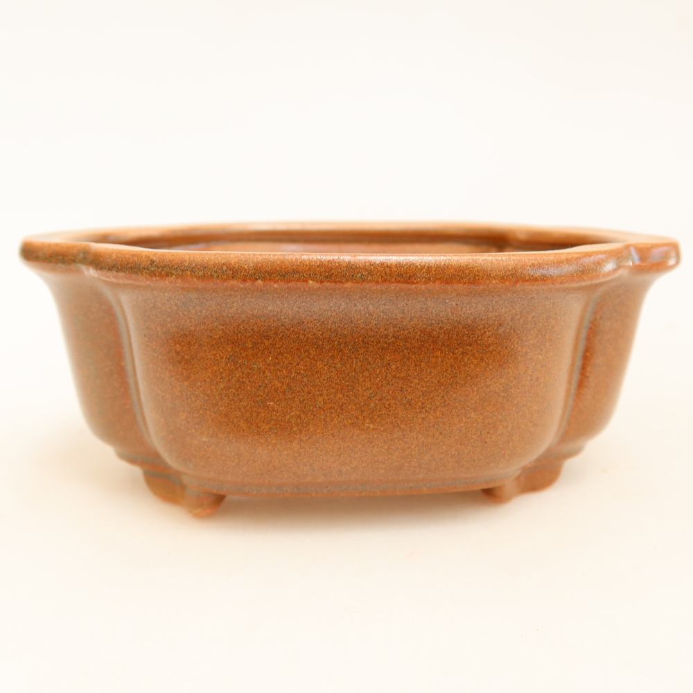 Bol à bonsaï en céramique 13,5 x 10,5 x 5 cm, brun