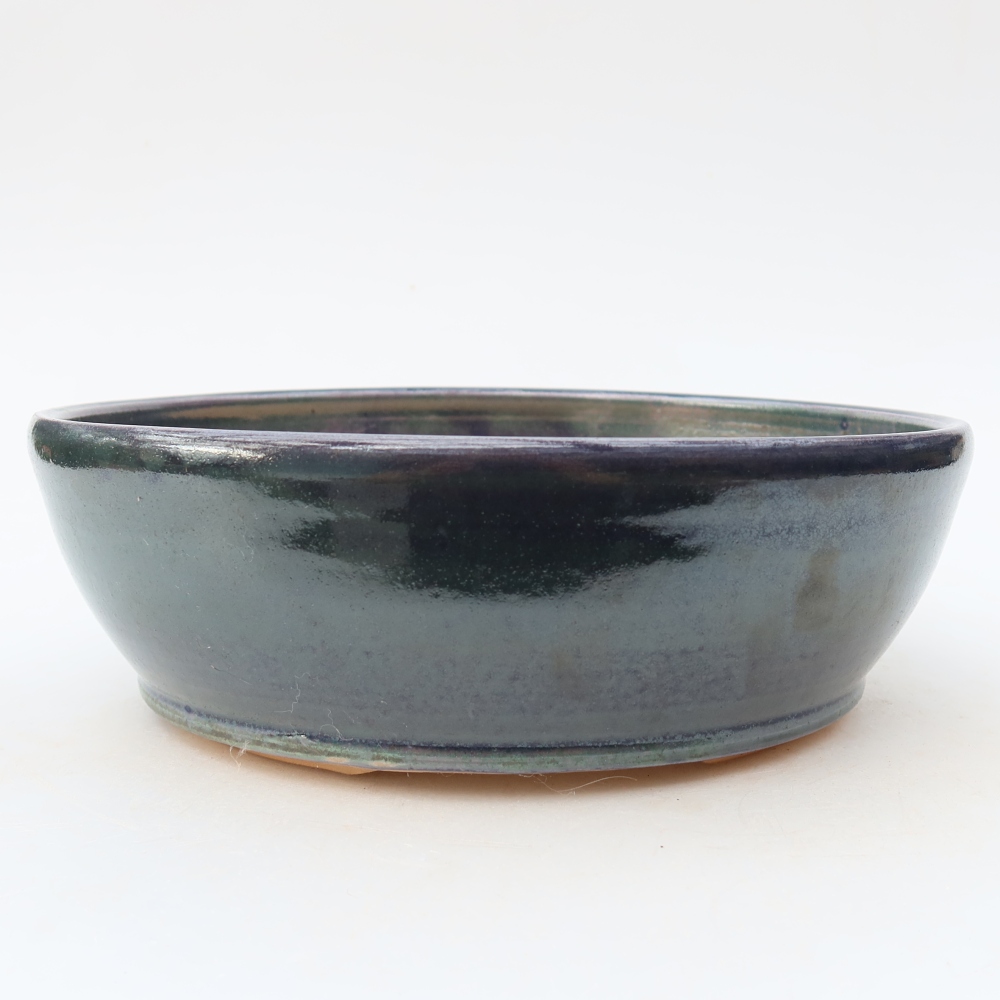 Pot à bonsaï en céramique 20 x 20 x 6,5 cm, couleur bleue