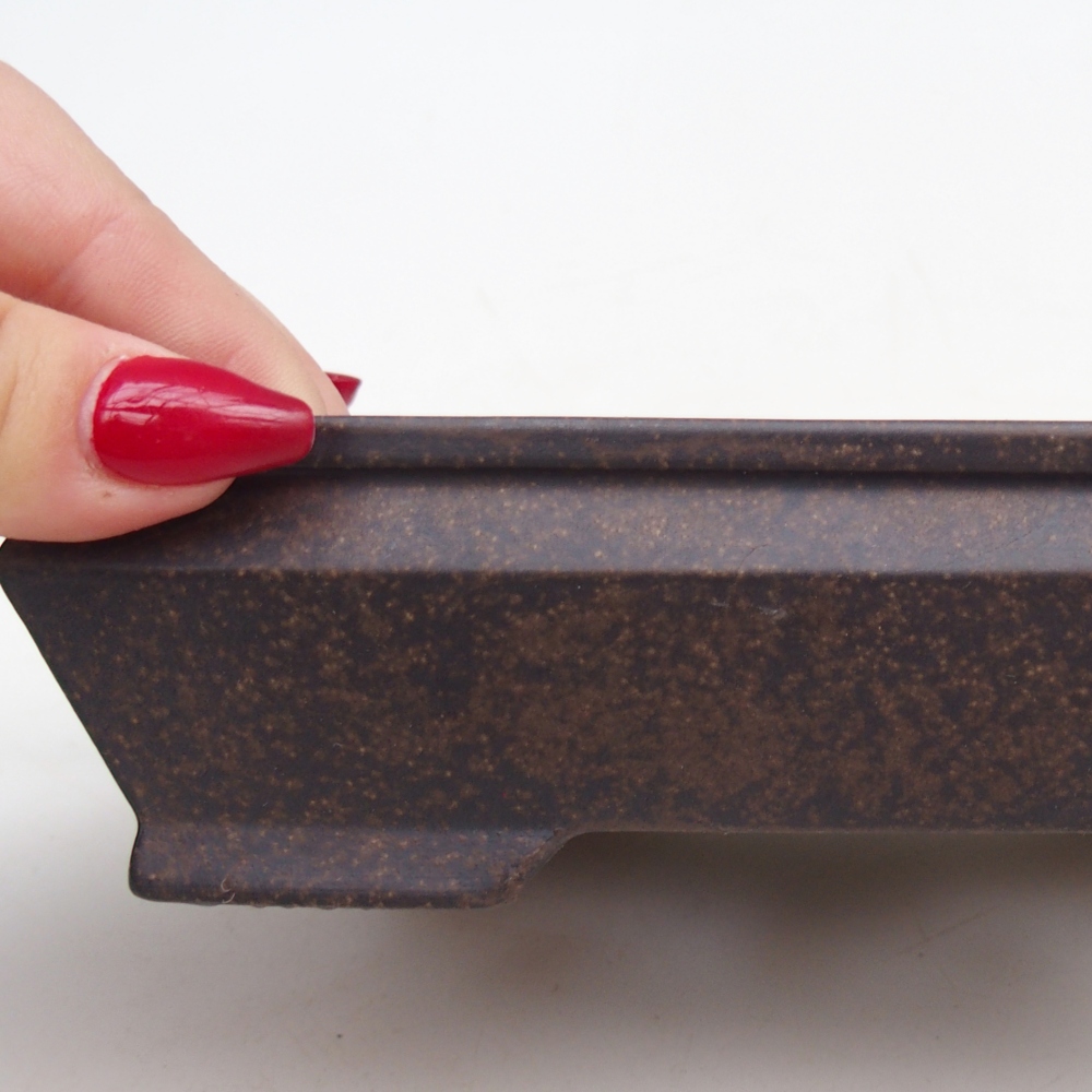 Bol à bonsaï en céramique 15,5 x 11 x 4,5 cm, ocre brunâtre