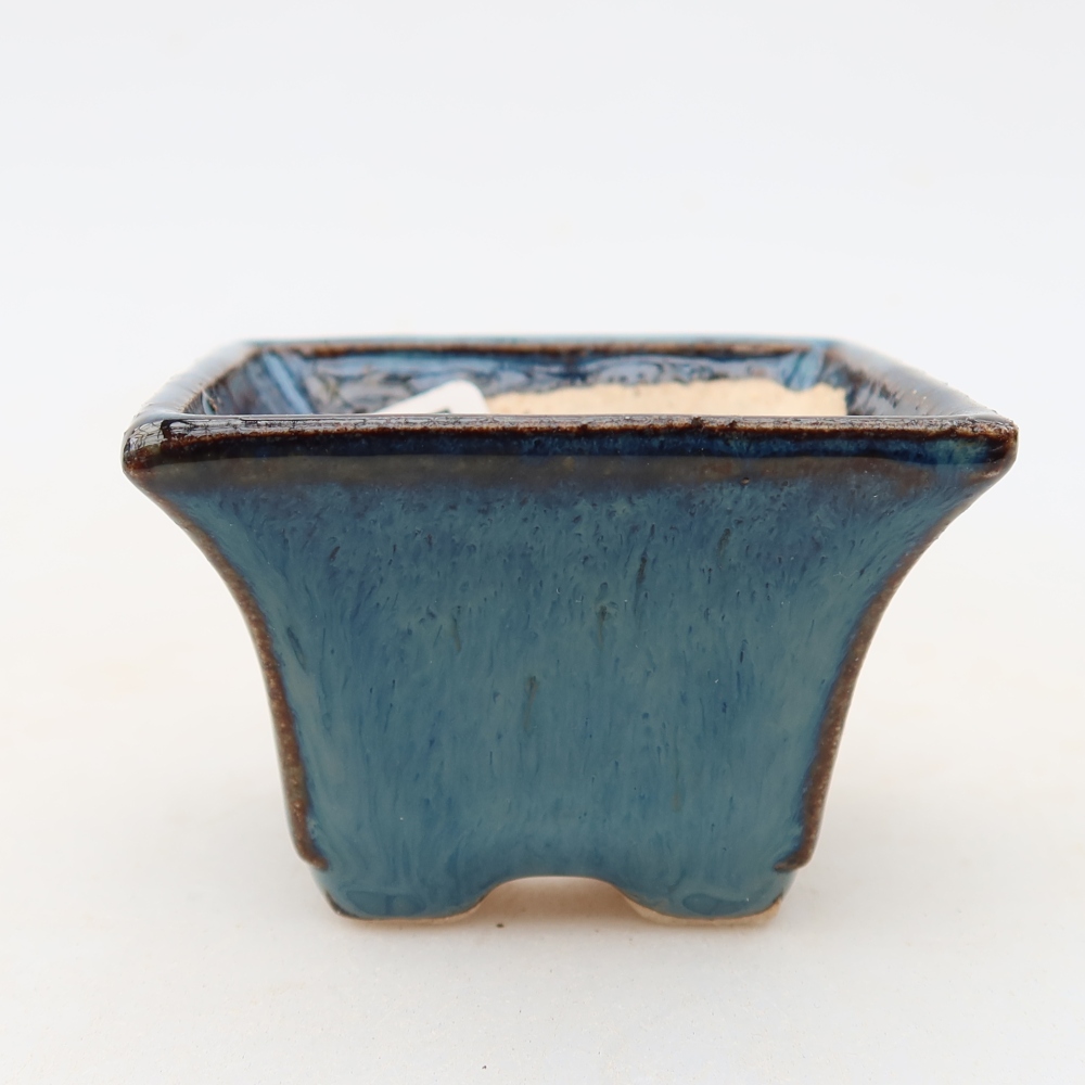 Pot à bonsaï en céramique 5,5 x 5,5 x 4 cm, couleur bleue