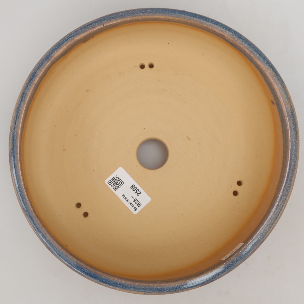 Pot à bonsaï en céramique 22,5 x 22,5 x 6 cm, couleur bleue