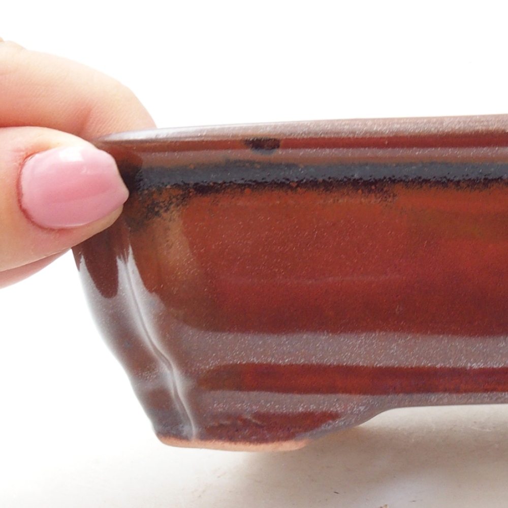 Bol à bonsaï en céramique 16 x 12 x 5 cm, brun