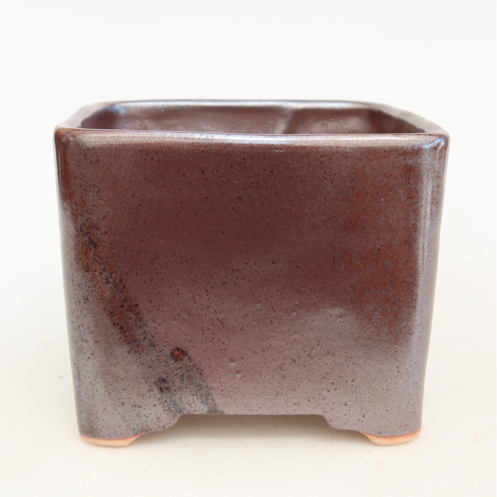 Pot à bonsaï en céramique 10,5 x 10,5 x 8,5 cm, couleur marron
