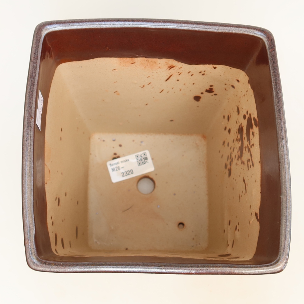 Pot à bonsaï en céramique 15,5 x 15,5 x 19 cm, couleur marron