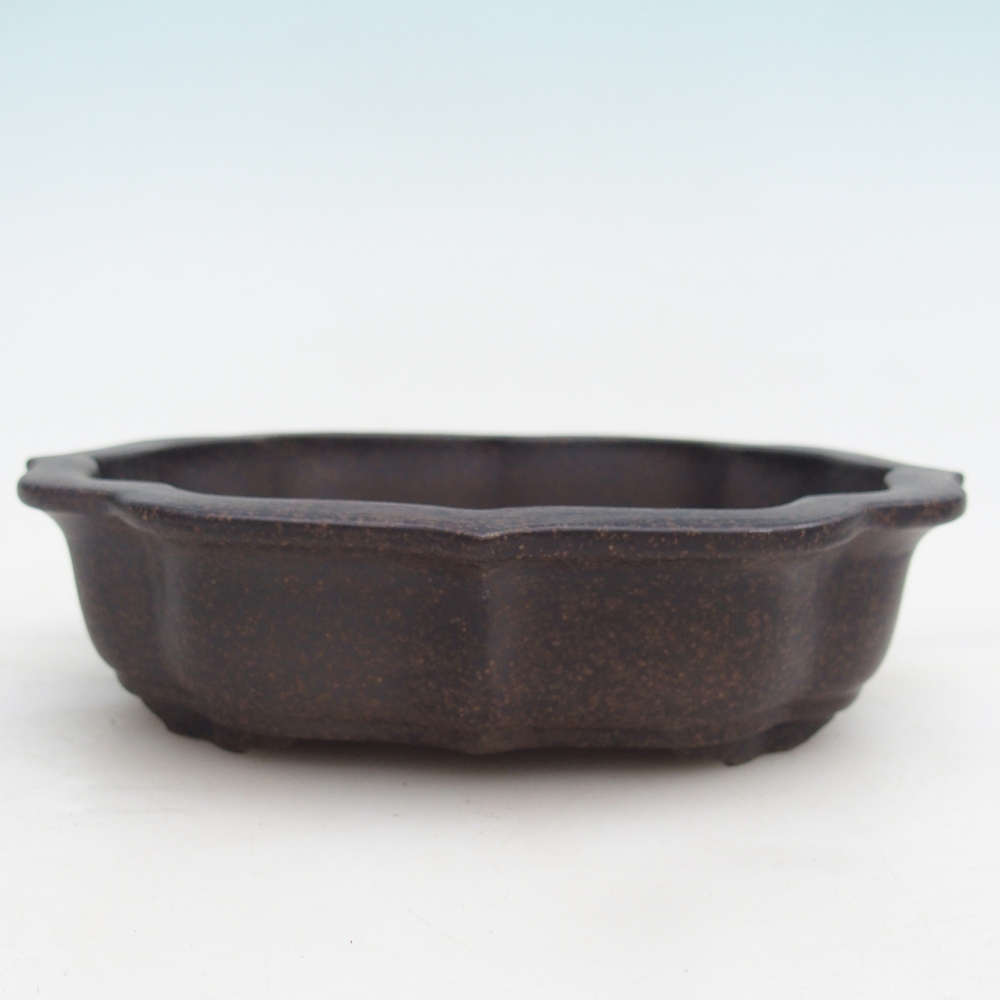 Bol à bonsaï en céramique 16,5 x 13 x 4 cm, couleur ocre brunâtre