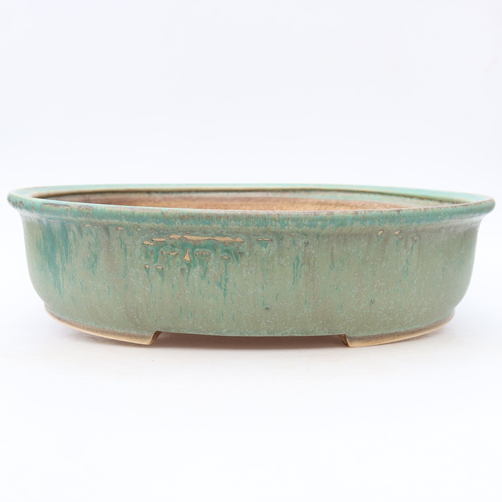 Pot à bonsaï en céramique 31 x 27 x 7,5 cm, couleur verte