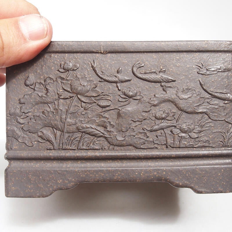 Coupe bonsaï 13 x 13 x 8 cm, couleur ocre brunâtre